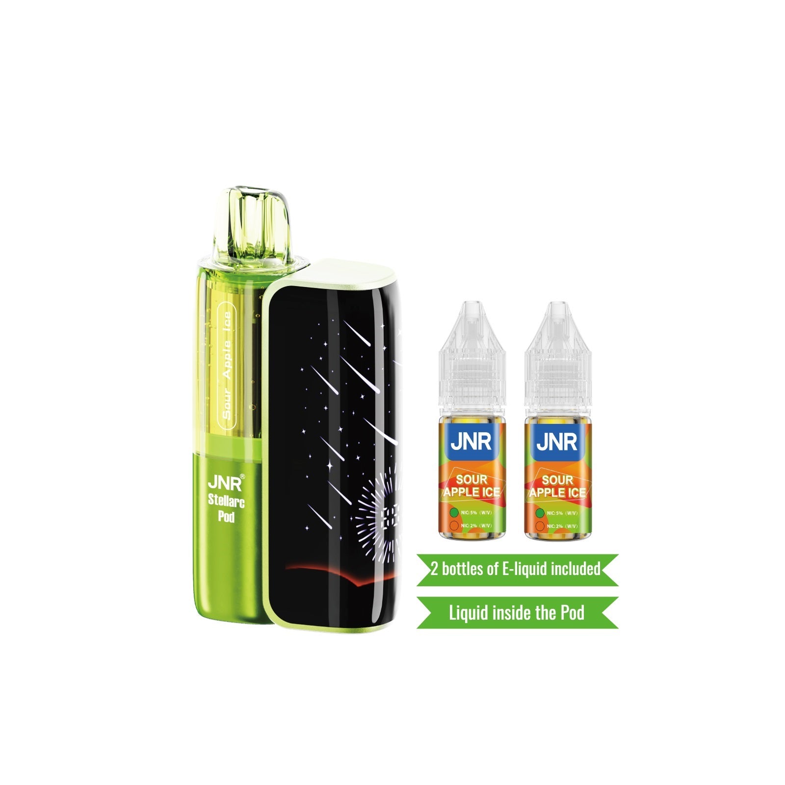 JNR Stellarc 100K Kit Sour Apple Ice Disposable Vape - Black Coral